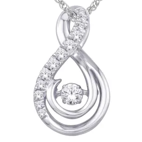 10K White Gold 1/5Ct.Tw.Moving Diamond Infinity Pendant