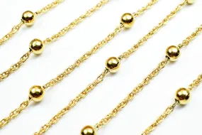 3 Foots 18K Gold Filled Look, Satellite Rope Chain Ball Size 3.5mm Chain Size 1.5mm Gold-Filled finding for Gold Filled Look, Jewelry Making