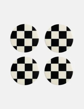 & Klevering Set of 4 Check Coasters - Black