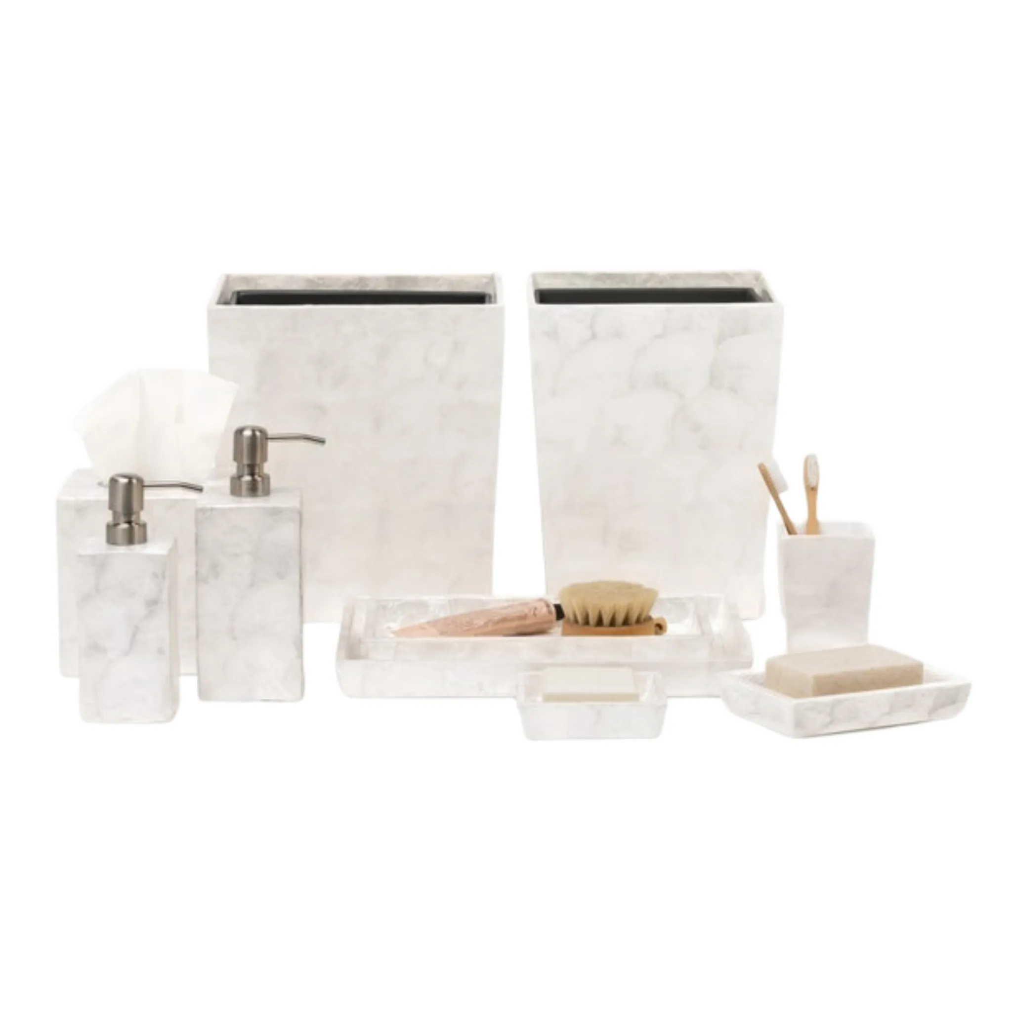 Andria Bathroom Accessories Collection in Pearlized Capiz