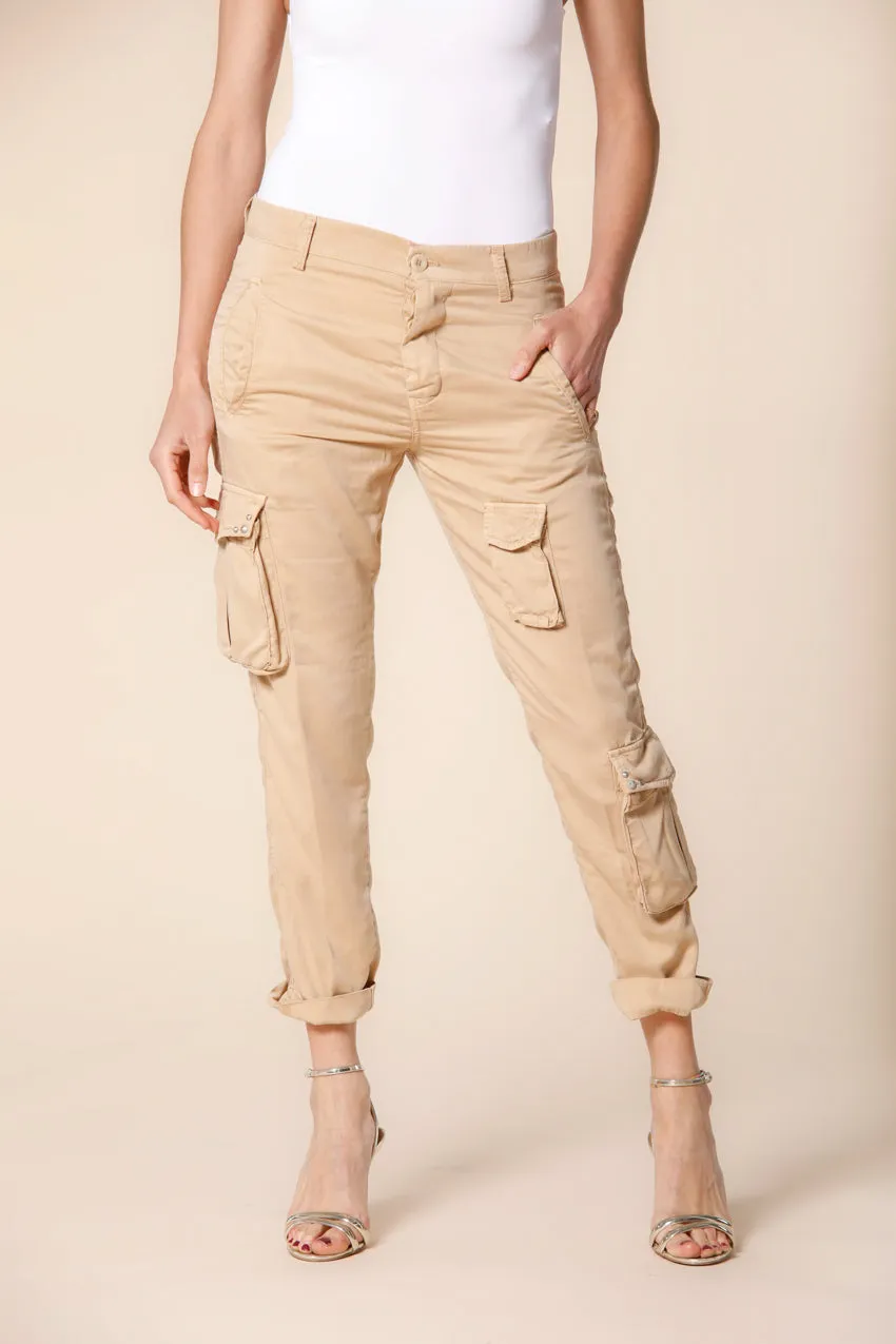 Asia Snake women's cargo pants in tencel with studs relaxed ①