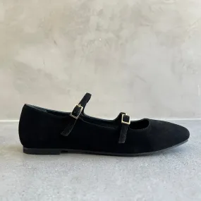 Ballerina Flats, Suede, Black