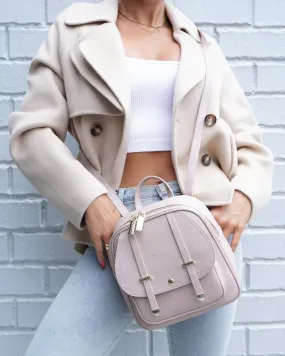 Camila Leather Backpack - Dusty Pink