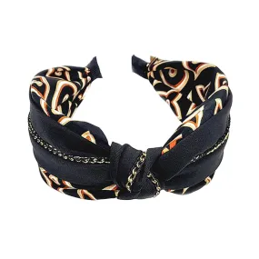 Chain Pointed Geometric Patterned Burnout Knot Headband