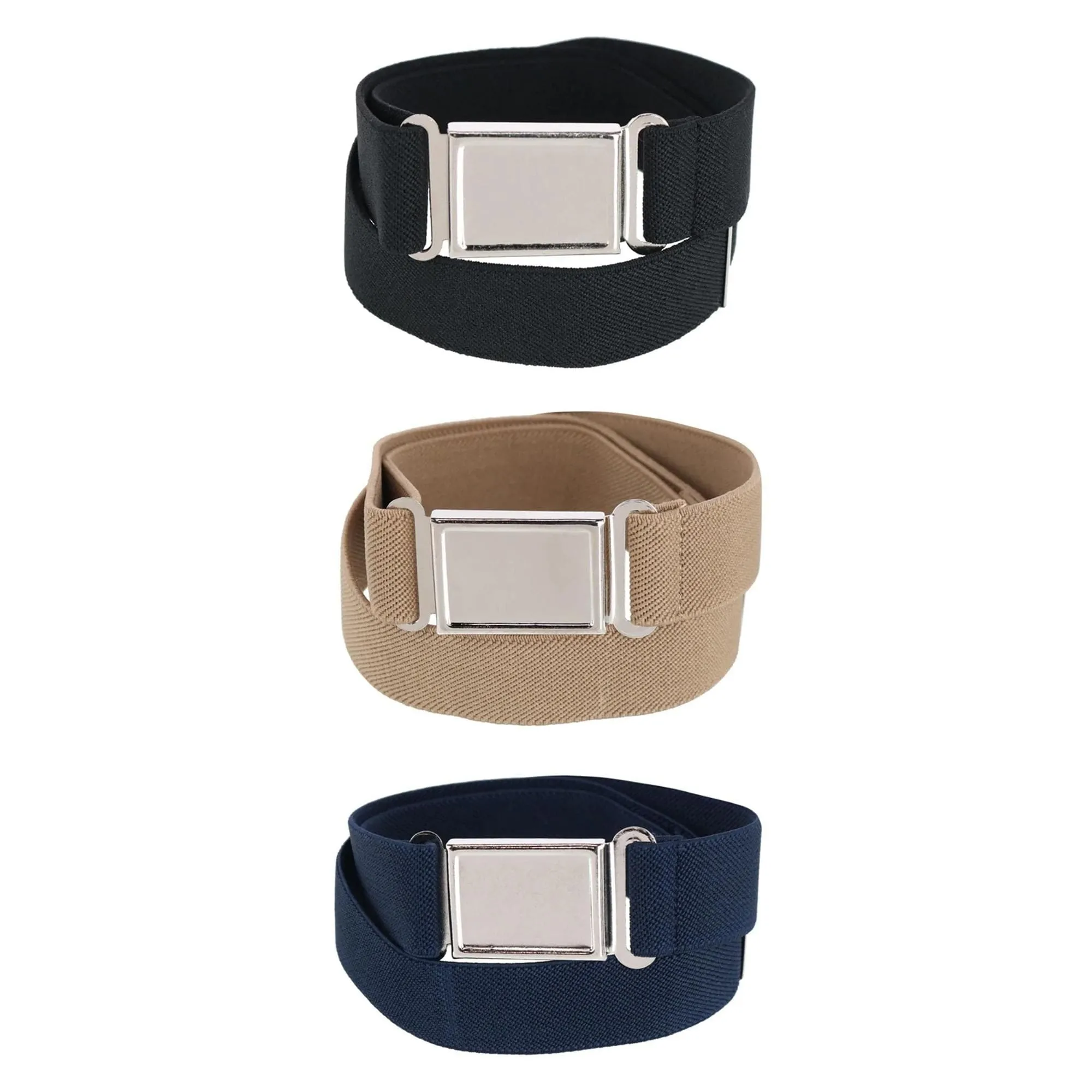 CTM® Kids' Adjustable Elastic Belt with Magnetic Buckle (Pack of 3 Colors)