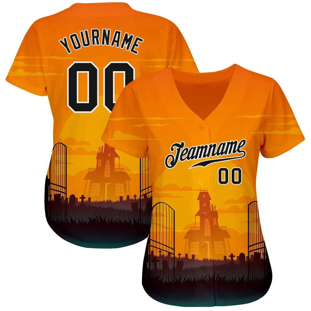 Custom 3D Pattern Halloween Horror Night Authentic Baseball Jersey