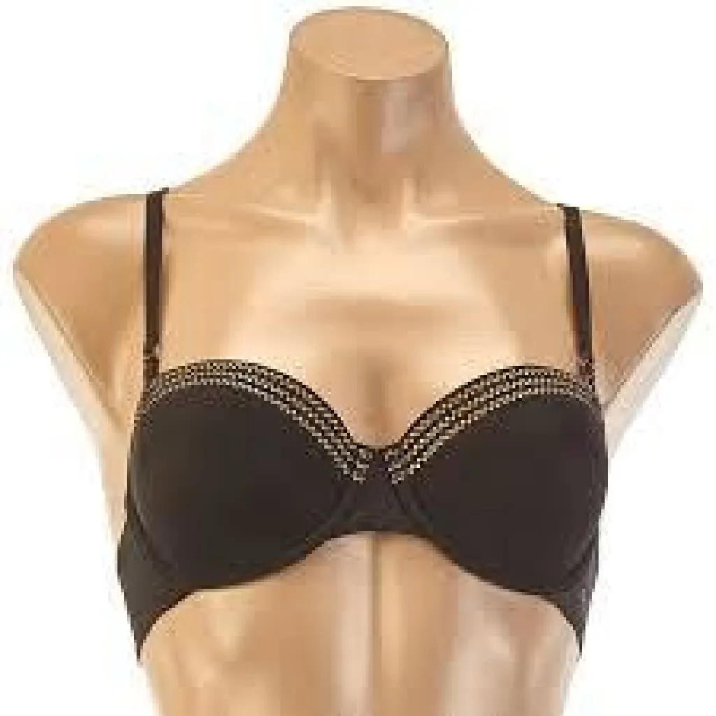 DKNY DK2006 Sheer Lace Lightweight Push Up Underwire Bra 32B Black NWT