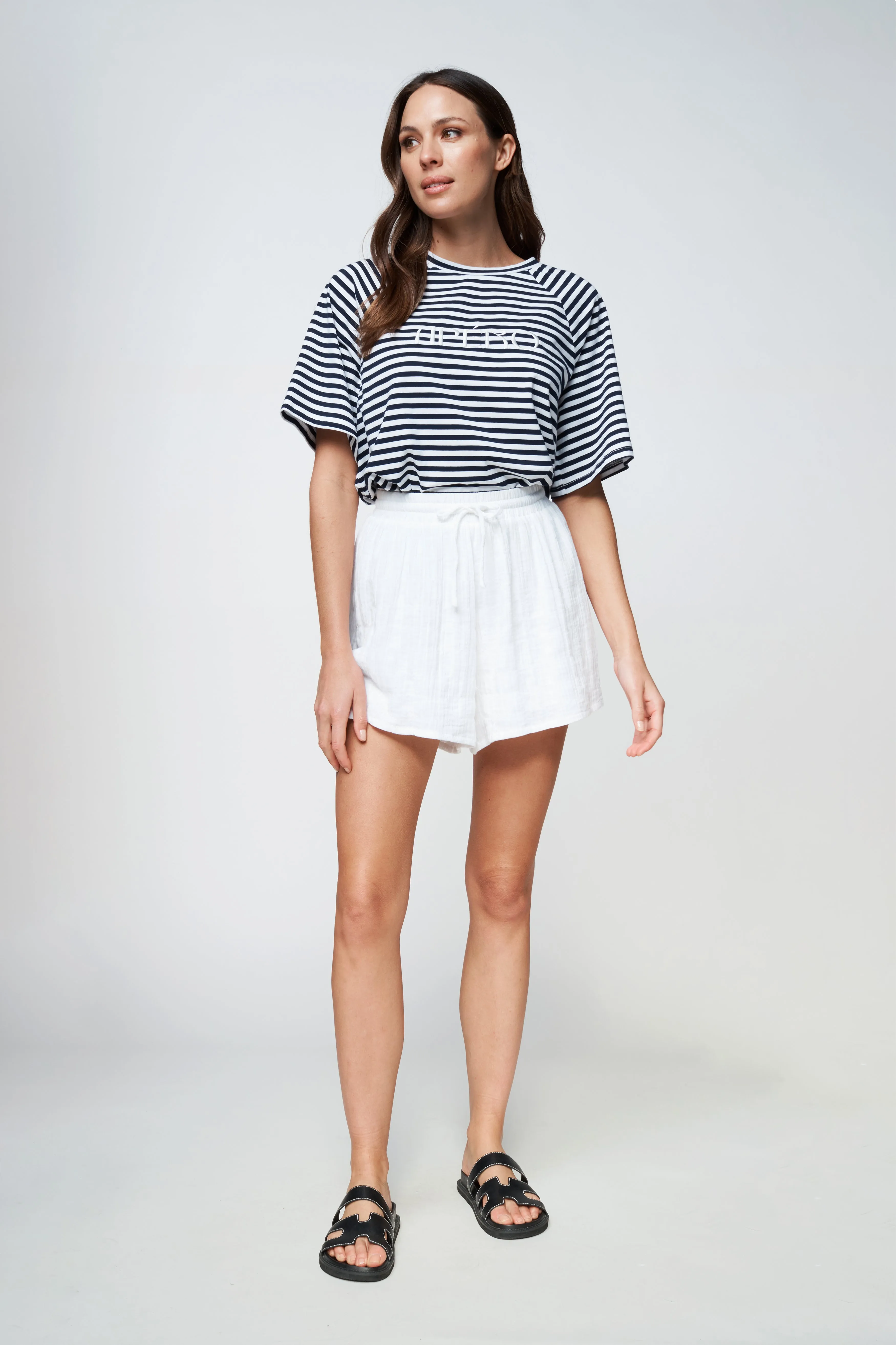 Savannah Box-Cut Stripe Tee - Navy / White