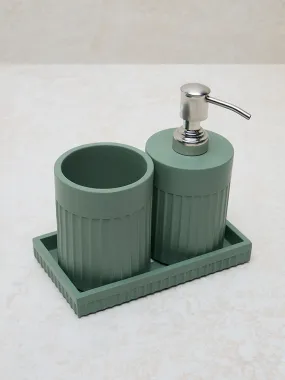 Westside Home Sage Ribbed Textured Bathroom Accessory Set